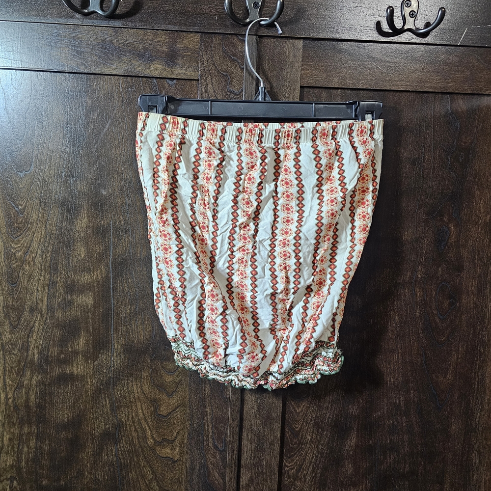 Ina Cream and Red Crop Top with Stripes